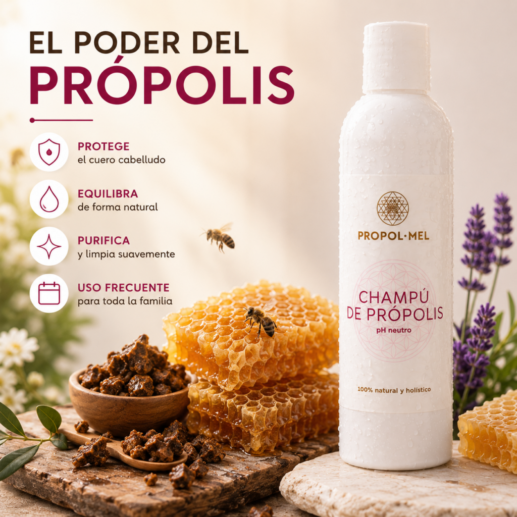 Própolis natural, ingrediente principal del champú Propol·Mel para cuidar el cuero cabelludo