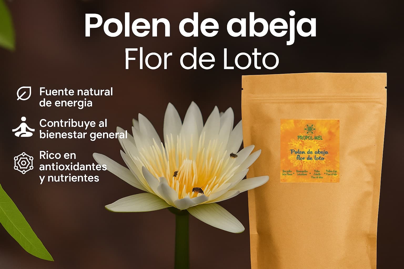 Polen de Flor de Loto. Bolsa con cierra reutilizable Propol·Mel - Imagen 2