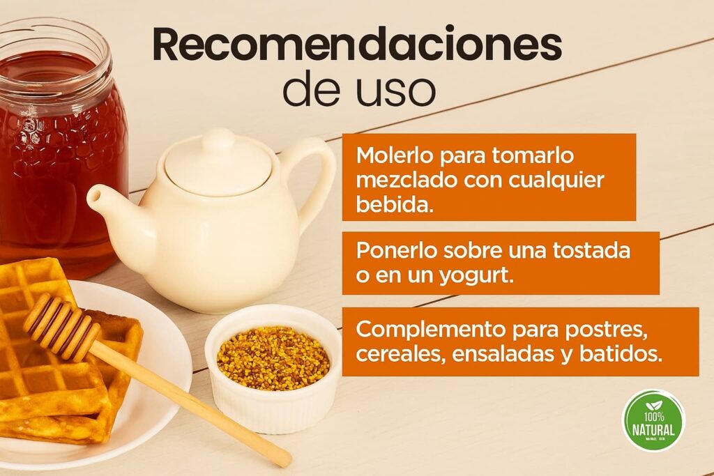 Recomendaciones uso Polen flor de loto Propol-Mel